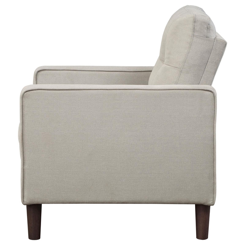 Bow 32 Inch Accent Chair- Grid Tufted- Track Arms- Self Welt Trim- Beige