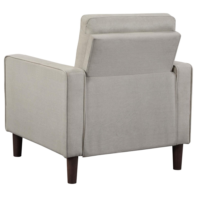 Bow 32 Inch Accent Chair- Grid Tufted- Track Arms- Self Welt Trim- Beige