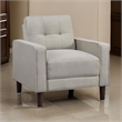 Bow 32 Inch Accent Chair- Grid Tufted- Track Arms- Self Welt Trim- Beige