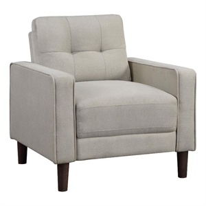 Bow 32 Inch Accent Chair- Grid Tufted- Track Arms- Self Welt Trim- Beige