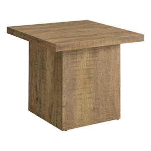 Zet 24 Inch Square End Table with Oversized Block Base- Mango Brown