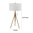 32-37 Inch Table Lamp- Adjustable Height- Modern Tripod Legs- Metal- Gold