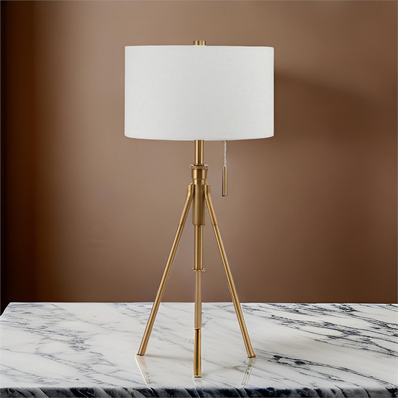 32-37 Inch Table Lamp- Adjustable Height- Modern Tripod Legs- Metal- Gold