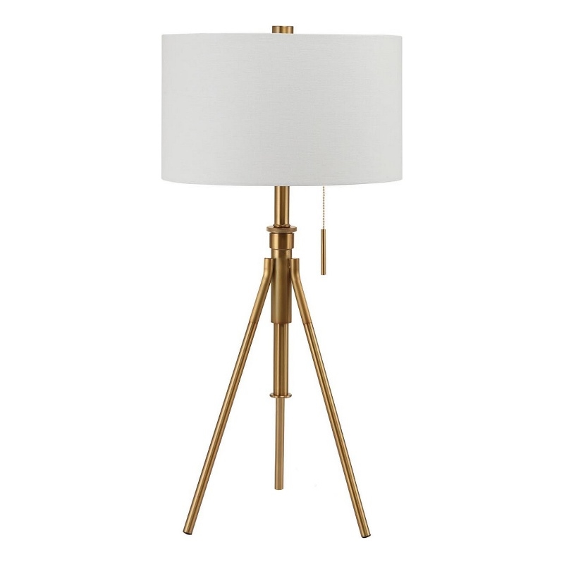 32-37 Inch Table Lamp- Adjustable Height- Modern Tripod Legs- Metal- Gold
