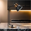 24 Inch Table Lamp- Angled Stem- Round Base- Metal- Black- Antique Gold