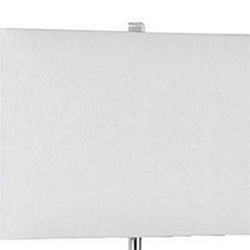 30 Inch Table Lamp- Acrylic Crystal- Rectangular Shade- Curved- Silver