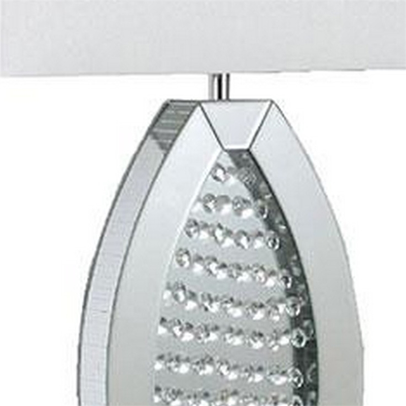 30 Inch Table Lamp- Acrylic Crystal- Rectangular Shade- Curved- Silver