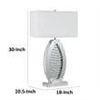 30 Inch Table Lamp- Acrylic Crystal- Rectangular Shade- Curved- Silver