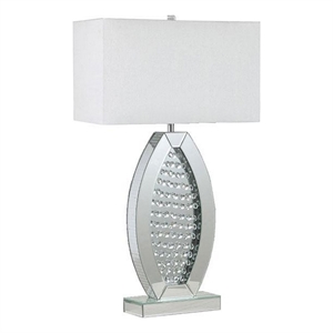 30 Inch Table Lamp- Acrylic Crystal- Rectangular Shade- Curved- Silver