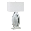 30 Inch Table Lamp- Acrylic Crystal- Rectangular Shade- Curved- Silver