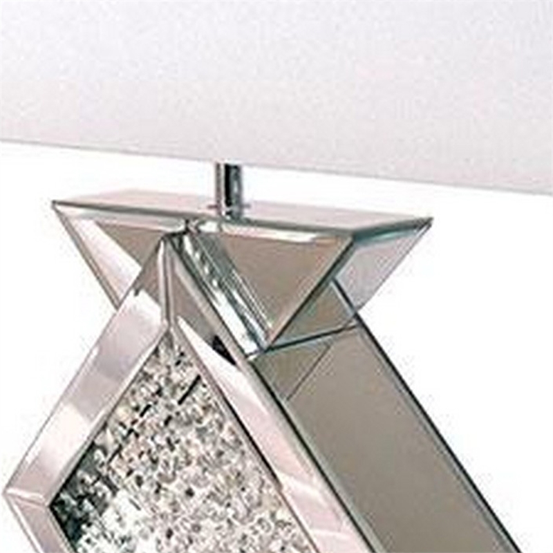 27 Inch Table Lamp- Acrylic Crystals- Diamond Base- Champagne Silver Metal