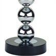 16 Inch Table Lamp Set of 2- 5 Ball Stem- Round Base- Chrome Metal- Black