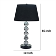 16 Inch Table Lamp Set of 2- 5 Ball Stem- Round Base- Chrome Metal- Black