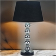 16 Inch Table Lamp Set of 2- 5 Ball Stem- Round Base- Chrome Metal- Black