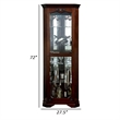 72 Inch Corner Curio Cabinet- 5 Shelves- Tempered Glass Door- Brown Wood