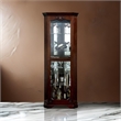 72 Inch Corner Curio Cabinet- 5 Shelves- Tempered Glass Door- Brown Wood
