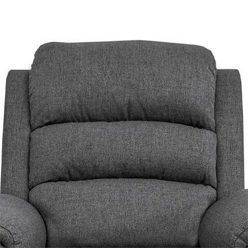 Fery 36 Inch Manual Recliner Chair- Gray Burlap- Cushioned Seat- Solid Wood