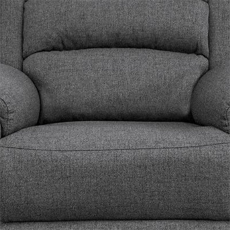 Fery 36 Inch Manual Recliner Chair- Gray Burlap- Cushioned Seat- Solid Wood