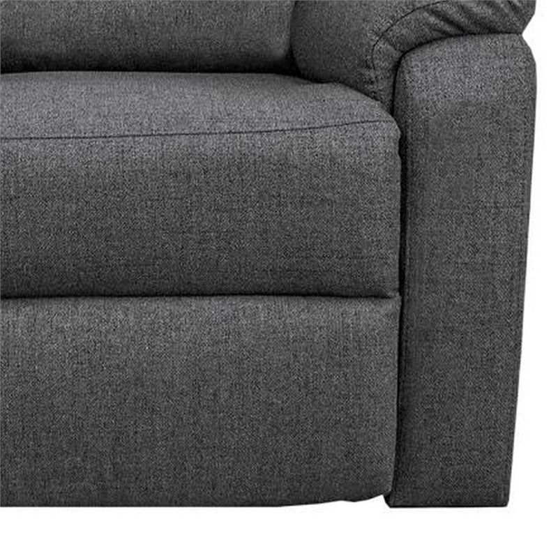 Fery 36 Inch Manual Recliner Chair- Gray Burlap- Cushioned Seat- Solid Wood