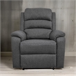 Fery 36 Inch Manual Recliner Chair- Gray Burlap- Cushioned Seat- Solid Wood