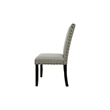 25 Inch Dining Chairs-Set of 2-Nailhead Trim-Padded Gray Upholstery-Black Wood