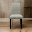 25 Inch Dining Chairs-Set of 2-Nailhead Trim-Padded Gray Upholstery-Black Wood