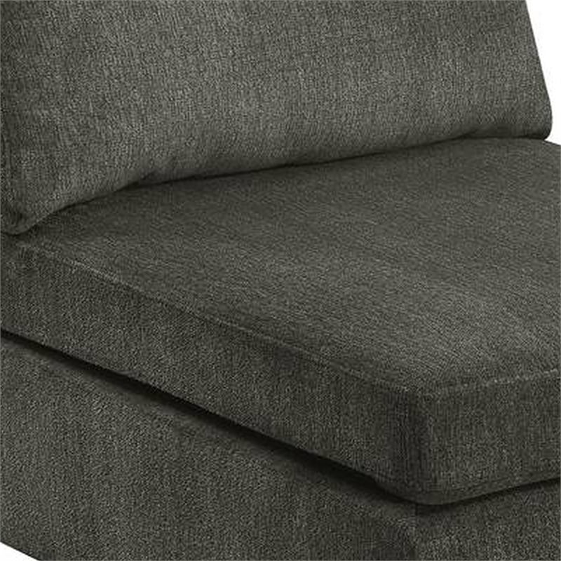 Remy 37 Inch Modular Armless Chair- Soft Gray Chenille- Solid Pine Wood