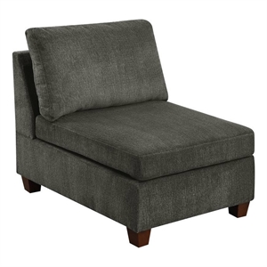 Remy 37 Inch Modular Armless Chair- Soft Gray Chenille- Solid Pine Wood