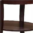 Lyn 31 Inch Side End Table with Oval Glass Top and Lower Shelf- Brown Wood