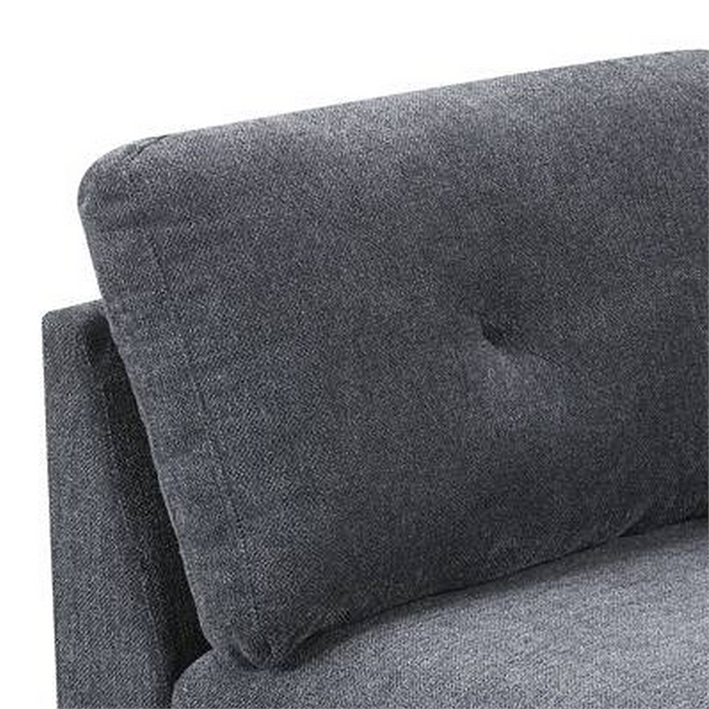 Jemy 37 Inch Modular Corner Sofa Chair- Dark Gray Chenille- Solid Wood