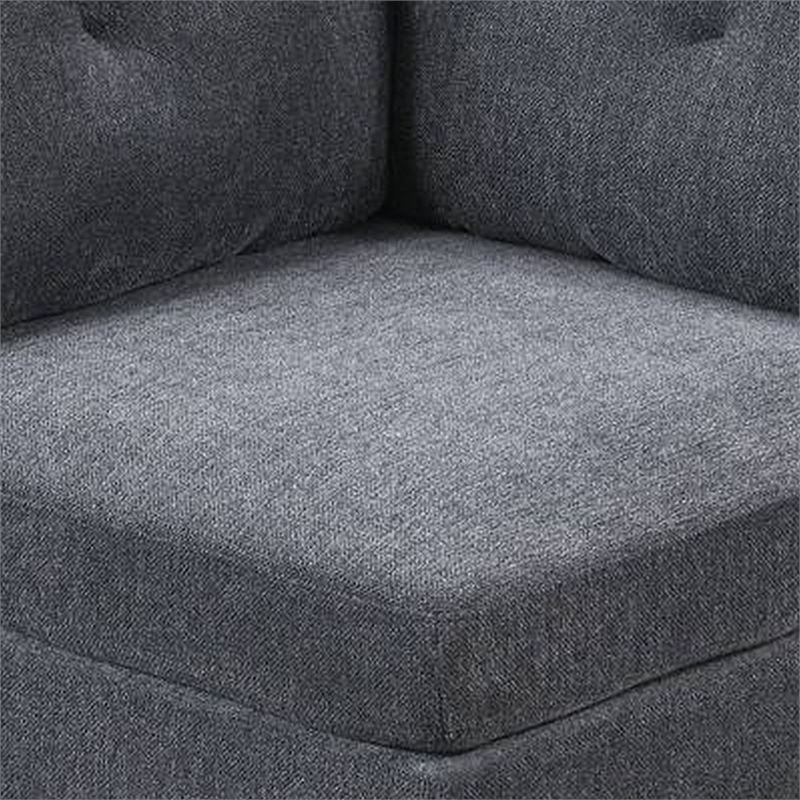 Jemy 37 Inch Modular Corner Sofa Chair- Dark Gray Chenille- Solid Wood
