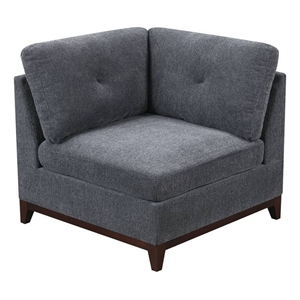Jemy 37 Inch Modular Corner Sofa Chair- Dark Gray Chenille- Solid Wood