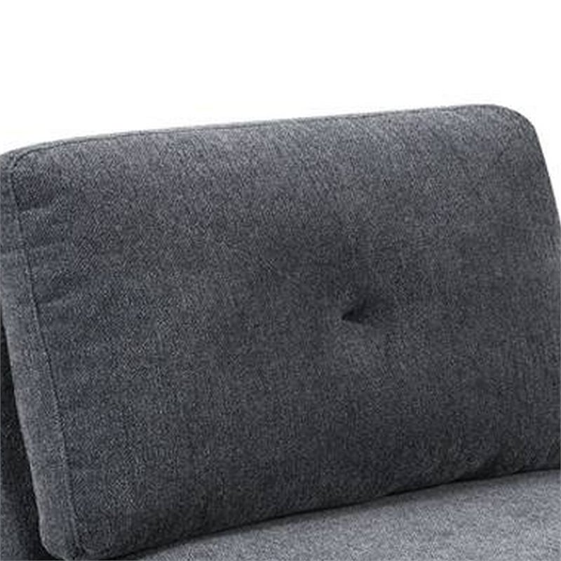Jemy 37 Inch Modular Armless Chair- Cushioned Dark Gray Chenille Solid Wood