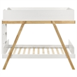 Anky Twin Size Bunk Bed- Brown Wood- 3 Side Panel Rails- Ladder- White