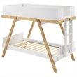 Anky Twin Size Bunk Bed- Brown Wood- 3 Side Panel Rails- Ladder- White