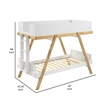 Anky Twin Size Bunk Bed- Brown Wood- 3 Side Panel Rails- Ladder- White