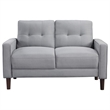 Bow 54 Inch Loveseat- Grid Tufted Back- Track Arms- Self Welt Trim- Gray