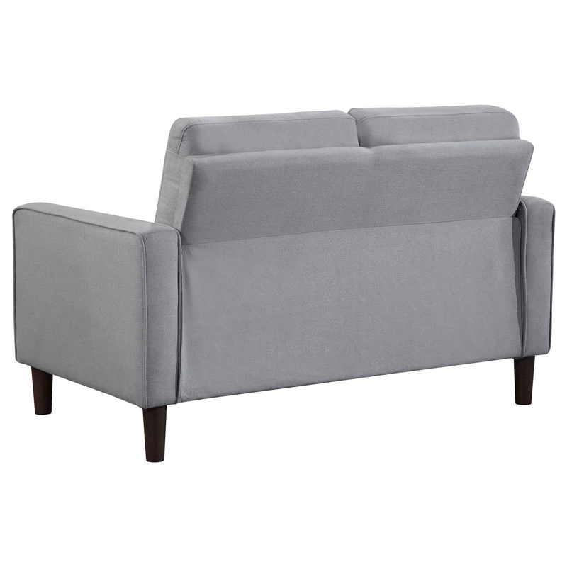 Bow 54 Inch Loveseat- Grid Tufted Back- Track Arms- Self Welt Trim- Gray