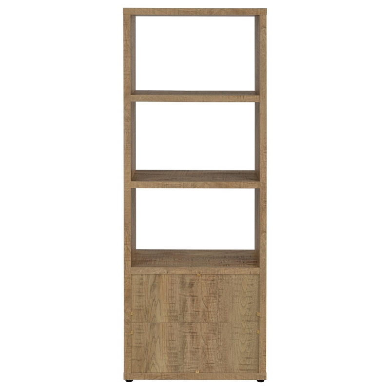 Tag 71 Inch Media Tower with 3 Shelves- 2 Doors- MDF Wood- Mango Brown
