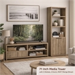 Tag 71 Inch Media Tower with 3 Shelves- 2 Doors- MDF Wood- Mango Brown