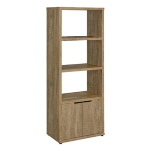 Tag 71 Inch Media Tower with 3 Shelves- 2 Doors- MDF Wood- Mango Brown