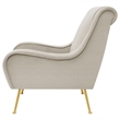Rik 31 Inch Accent Armchair- Metal Legs- Velvet- Stone Beige and Gold