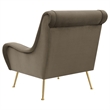 Rik 31 Inch Accent Armchair- Metal Legs- Velvet- Truffle Brown and Gold