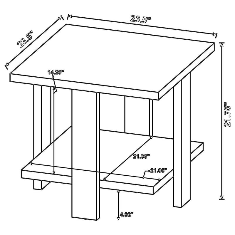 Dew 24 Inch Side End Table with Lower Shelf- Engineered Wood- Mango Brown