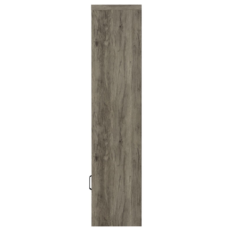 Sac 71 Inch Media Pier Tower with 3 Shelves and Single Cabinet- Gray Wood
