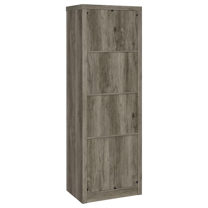 Sac 71 Inch Media Pier Tower with 3 Shelves and Single Cabinet- Gray Wood