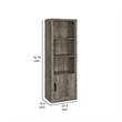 Sac 71 Inch Media Pier Tower with 3 Shelves and Single Cabinet- Gray Wood
