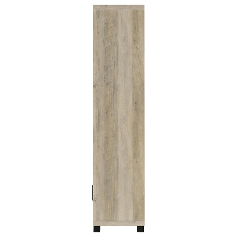 Sac 71 Inch Media Pier Tower with 3 Shelves and Cabinet- Antique Pine Wood