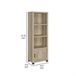 Sac 71 Inch Media Pier Tower with 3 Shelves and Cabinet- Antique Pine Wood
