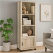 Sac 71 Inch Media Pier Tower with 3 Shelves and Cabinet- Antique Pine Wood